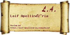 Leif Apollinária névjegykártya